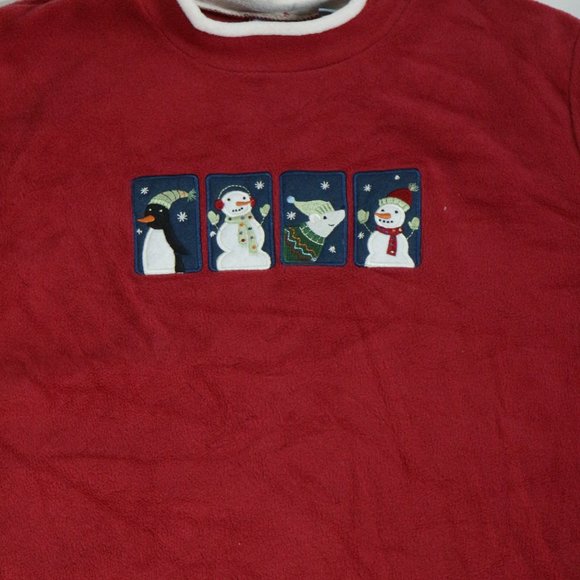 CROFT & BARROW Red Christmas Fleece Pullover Size Meduim - Picture 3 of 9